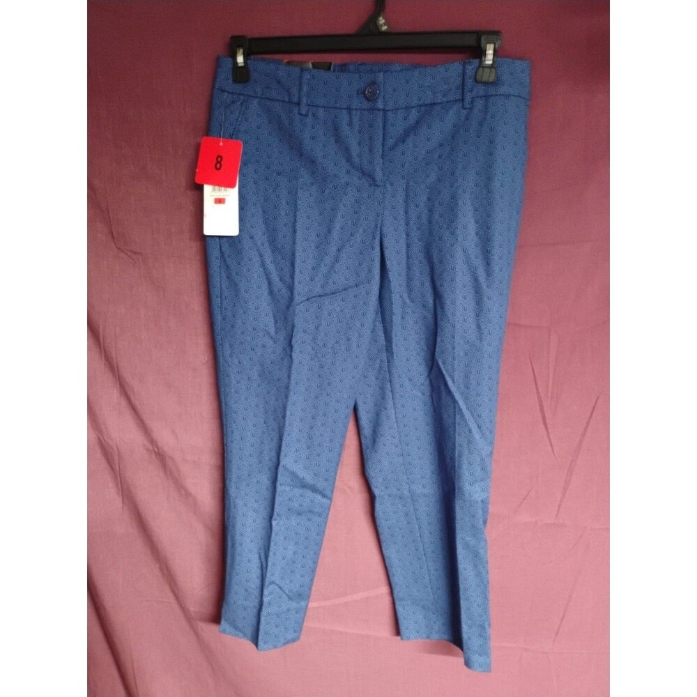 Womens Hilary Radley Blue Combo Patterned Size 8 Slim Leg Pant Capri